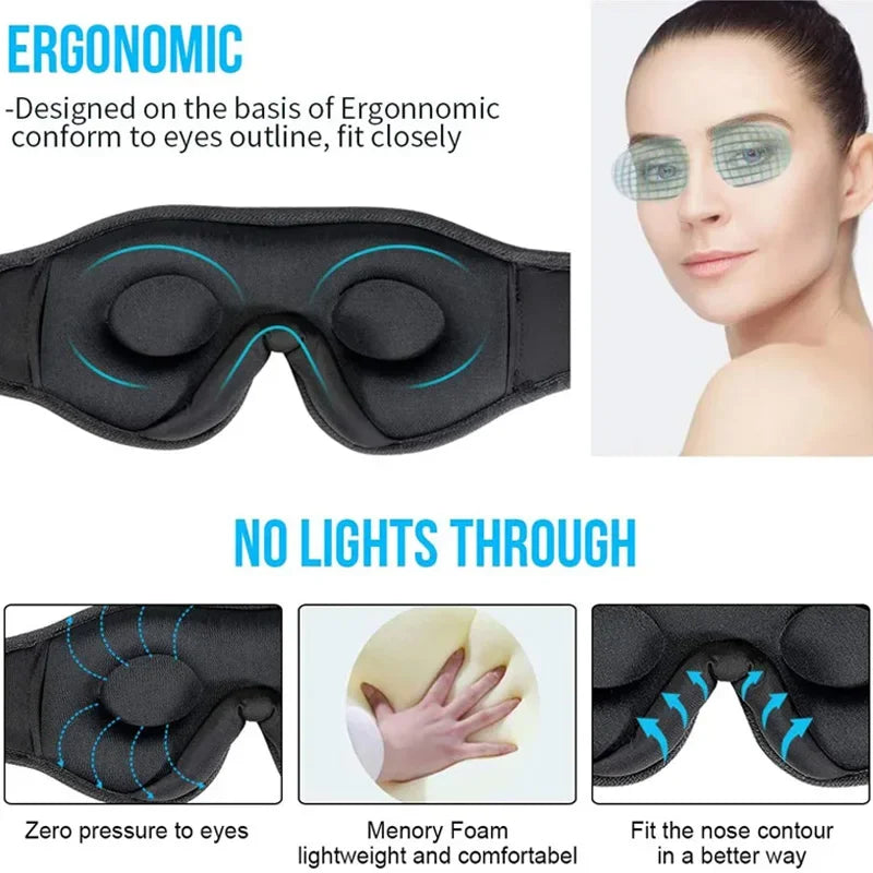 Masque de Sommeil Bluetooth 3D – Écouteurs Intégrés