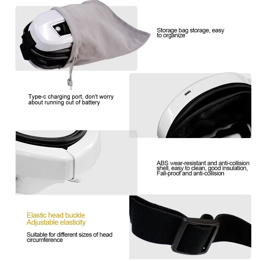 Masseur Yeux Chauffant Pliable – Air, Vibration & Musique